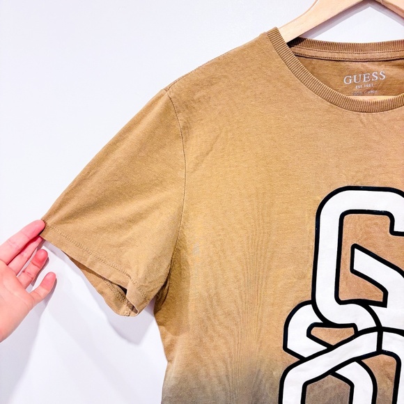 GUESS Brown ombré logo T-shirt | Jamey crew neck short sleeve | Small * - Picture 3 of 9